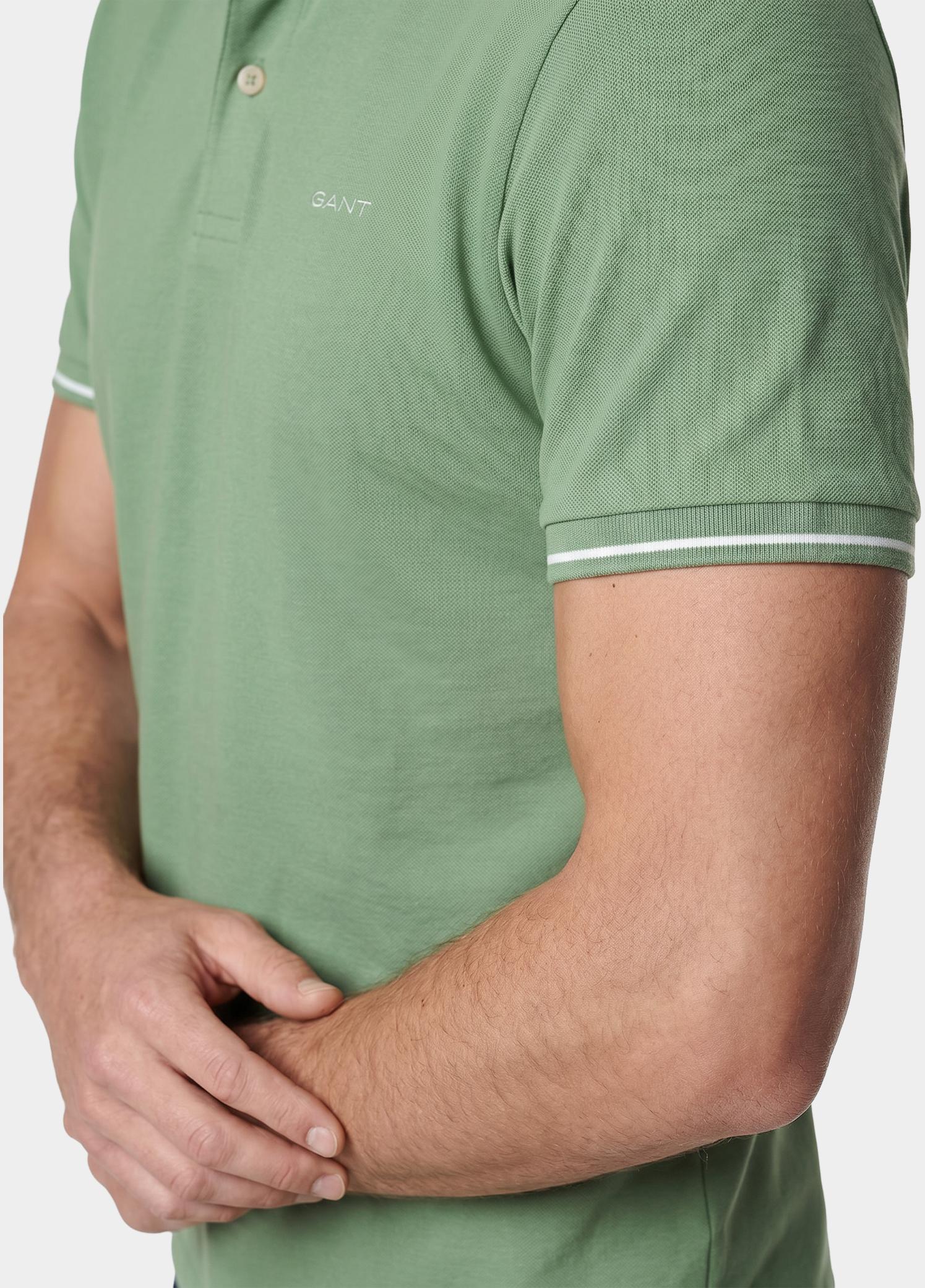 Gant Polo heren Groen Tipped Piqué Polo Shirt 2062034/362