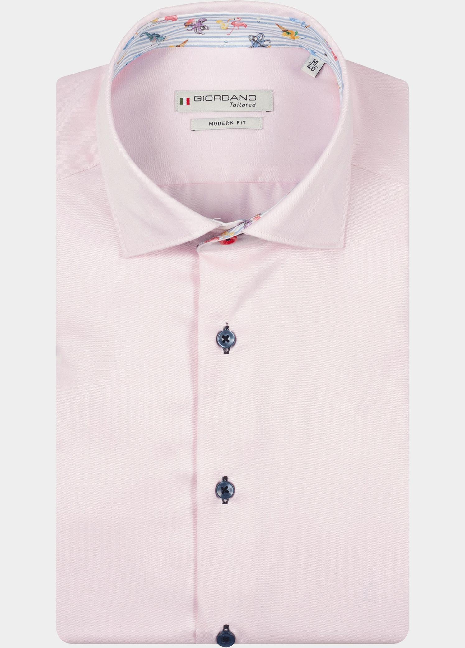 Giordano Overhemd heren Roze Locarno Row Long Sleeve Semi 617816/51