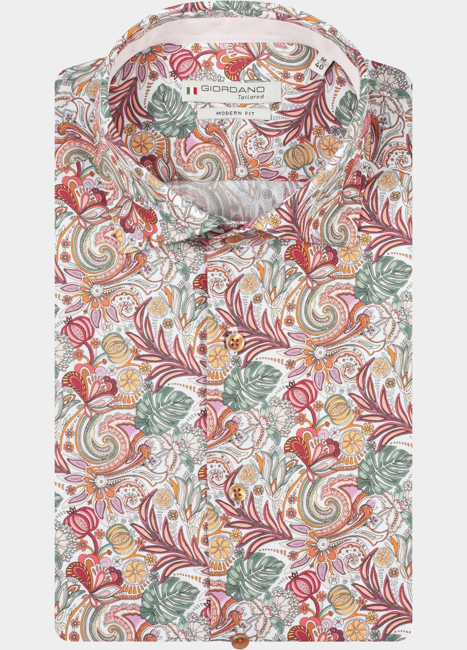 Giordano overhemd korte mouw heren Roze Ticino Short Sleeve Semi Cuta 616870/50