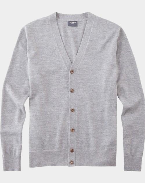 Olymp Vest Grijs Cardigan Basic Merino 533566/63