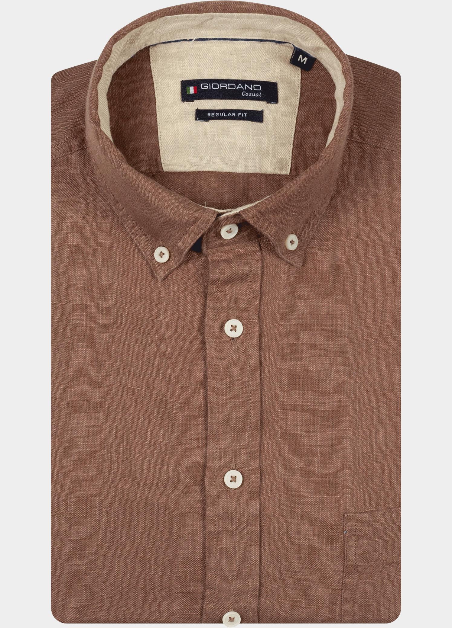 Giordano Overhemd heren Bruin Ivy Long Sleeve Button Down S 617009/80