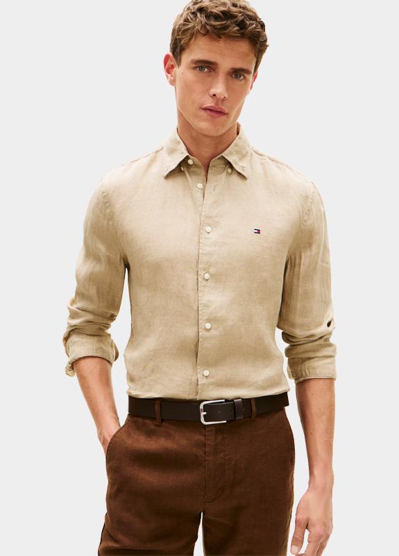 Tommy Hilfiger Casual hemd lange mouw Bruin PIGMENT DYED LI SOLID RF SHIR MW0MW41530/RBT