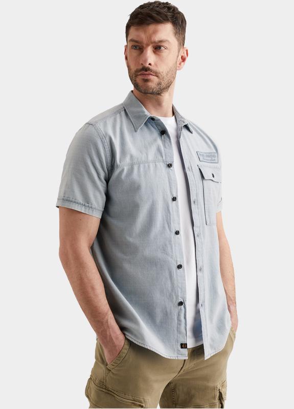PME Legend Casual hemd korte mouw Blauw Short Sleeve Shirt Indigo yar PSIS2604212/590