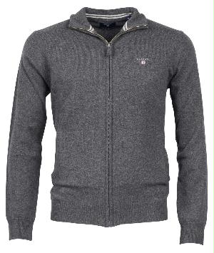 Gant Vest Grijs Super Fine Lambswool Zip Cardi 86214/95