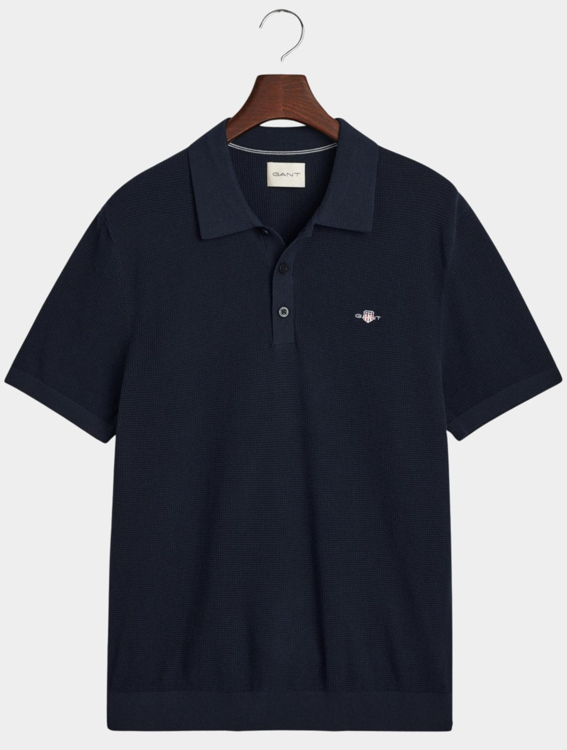 Gant Polo korte mouw Blauw MICRO TEXTURED COTTON SS POLO 8030242/433