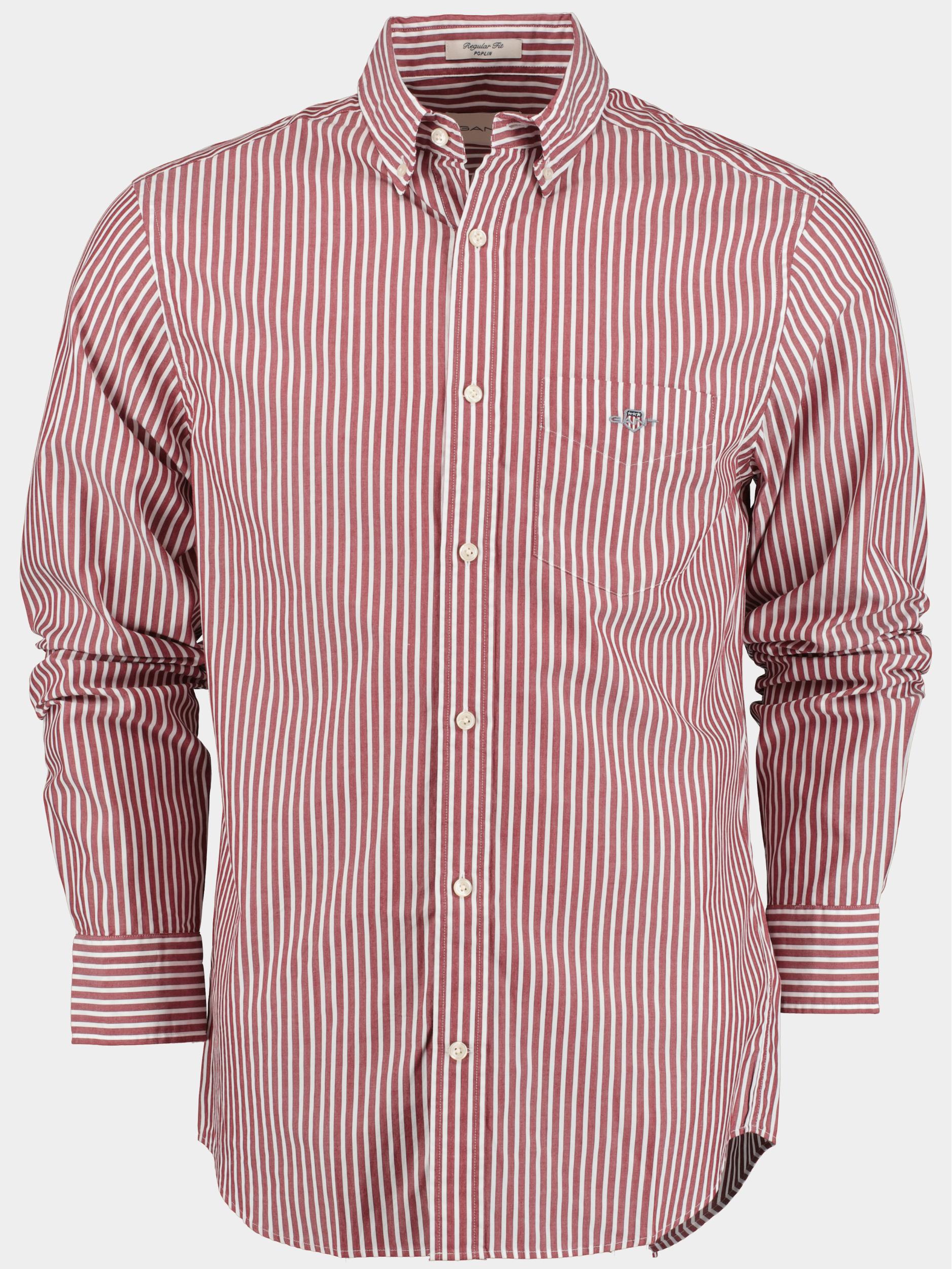 Gant Casual hemd lange mouw Rood Reg Poplin Stripe Shirt 3000130/604