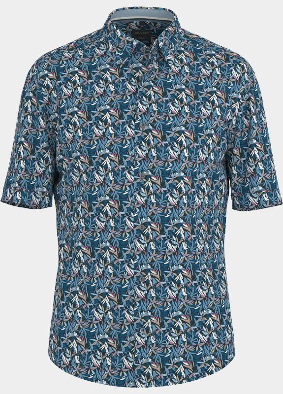 Olymp overhemd korte mouw heren Blauw Casual 400412/18