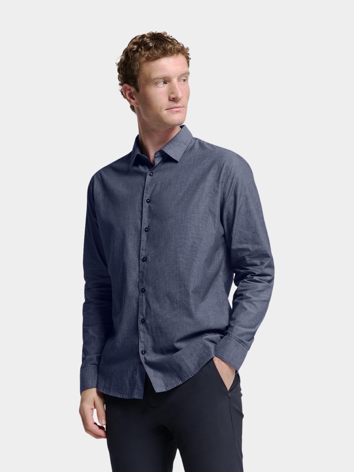No Excess Casual hemd lange mouw Blauw Shirt 2 Coloured N4330/078