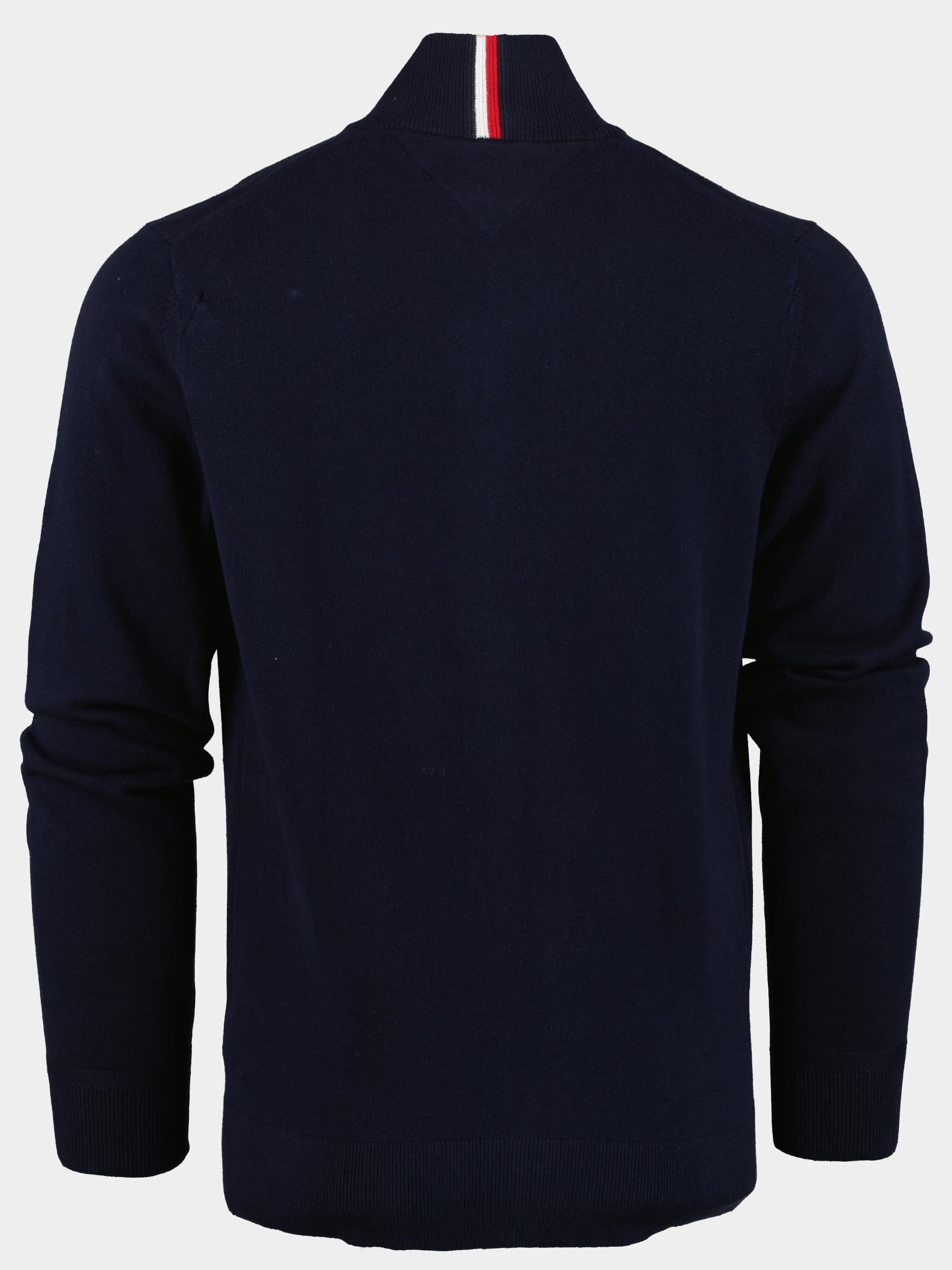 Tommy Hilfiger Vest Blauw Pima Org Ctn Cashmere Zip Thru MW0MW28050/DW5