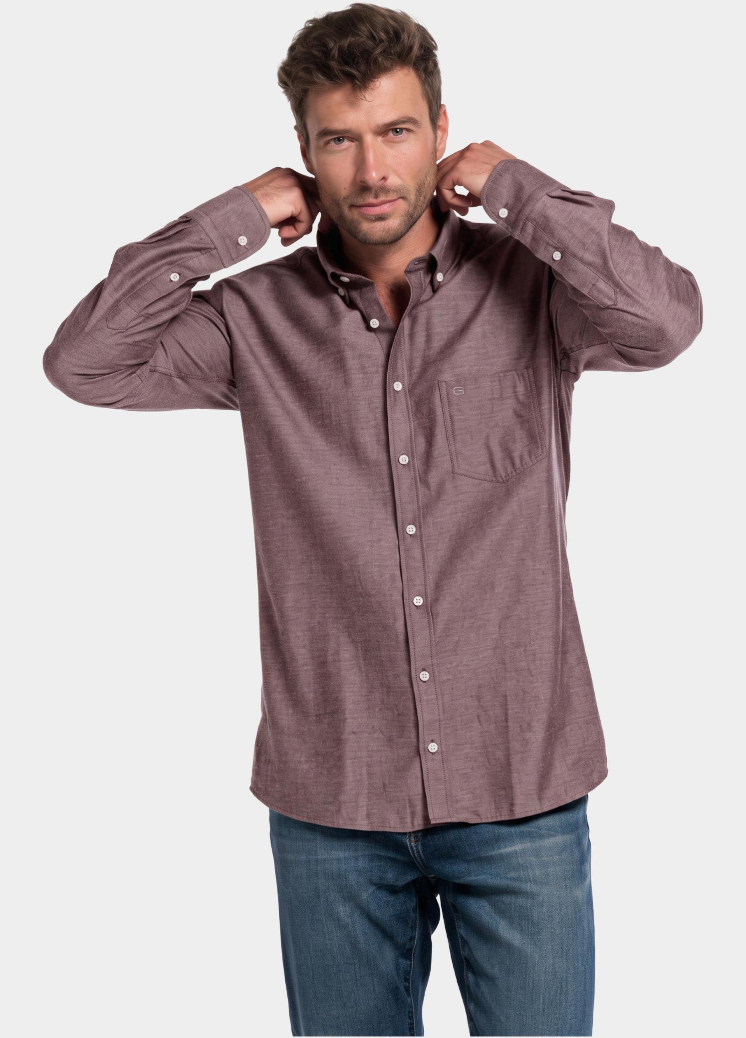 Giordano Overhemd heren Roze Dino Wooltouch melange flanel 627005/31