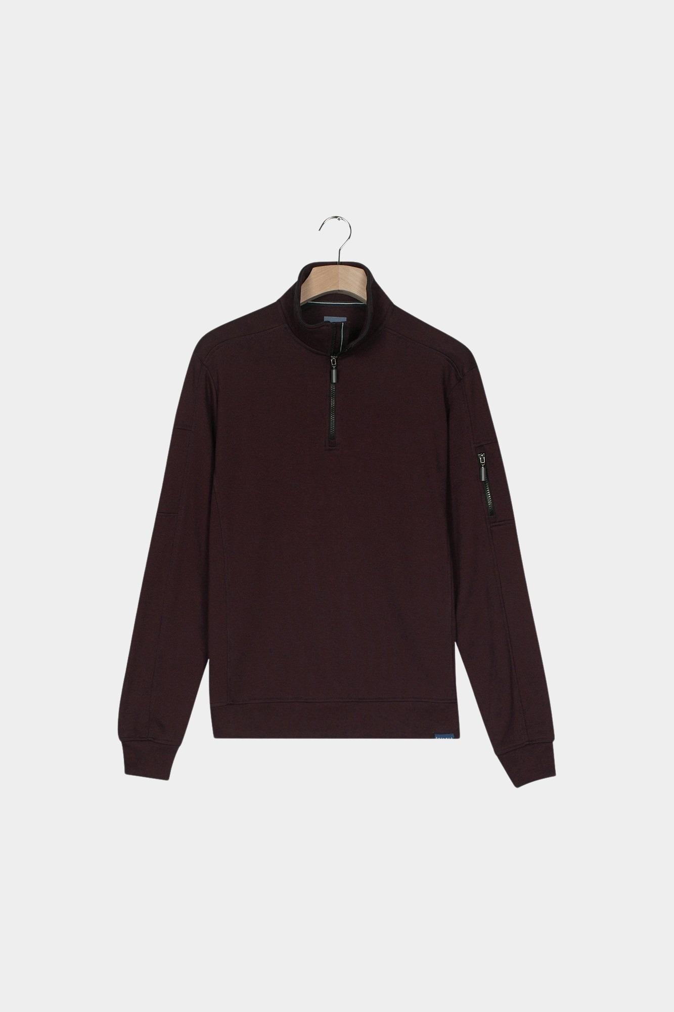 Baileys sweat halfzip Rood Sweatshirt 1/2 Zip  yarn dyed 523135/42