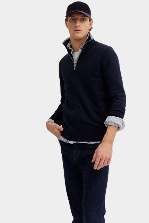 Basefield Pullover Blauw Zip Troyer Pullover 219018457/654