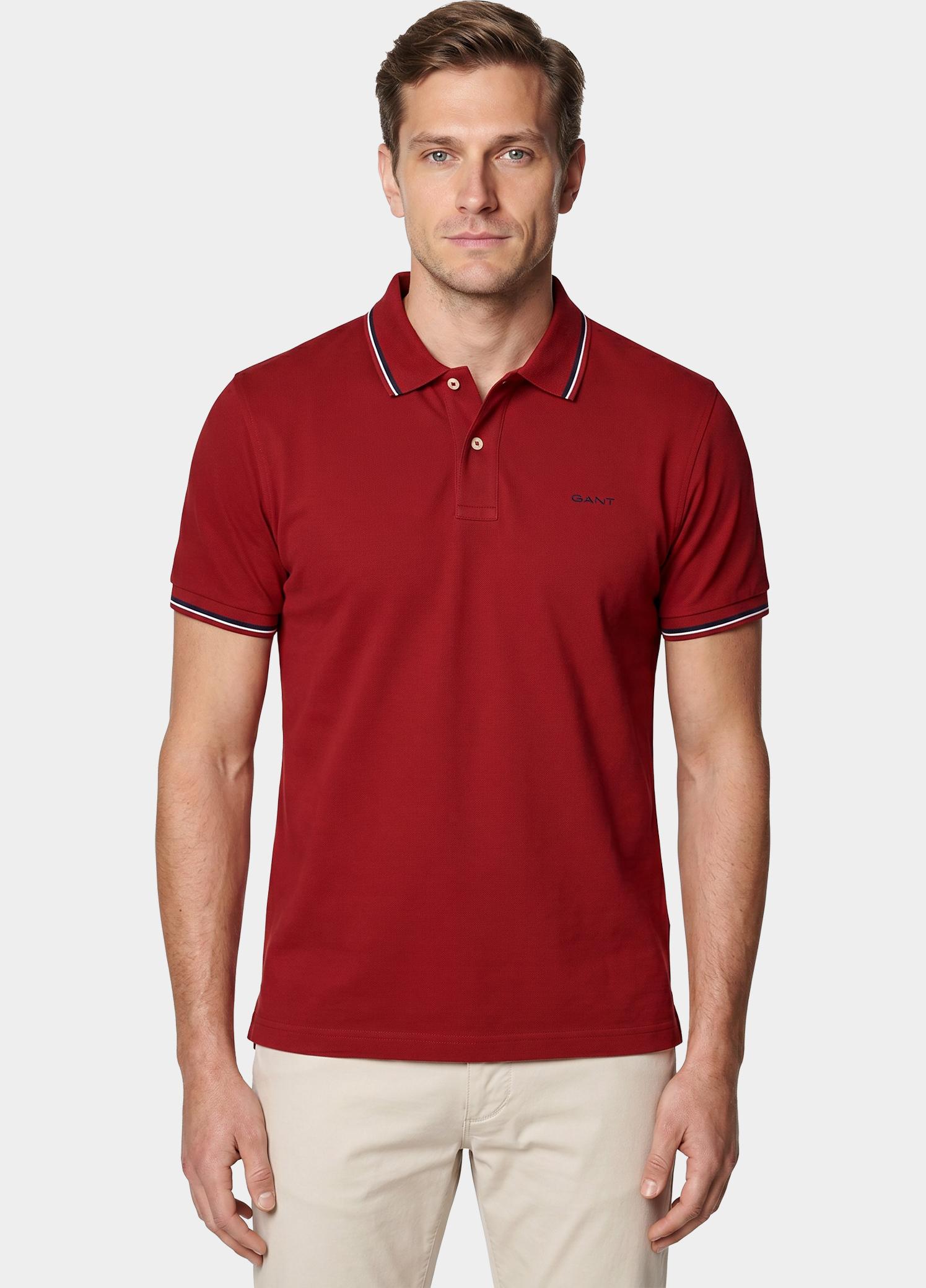 Gant Polo heren Rood Tipped Piqué Polo Shirt 2062034/630