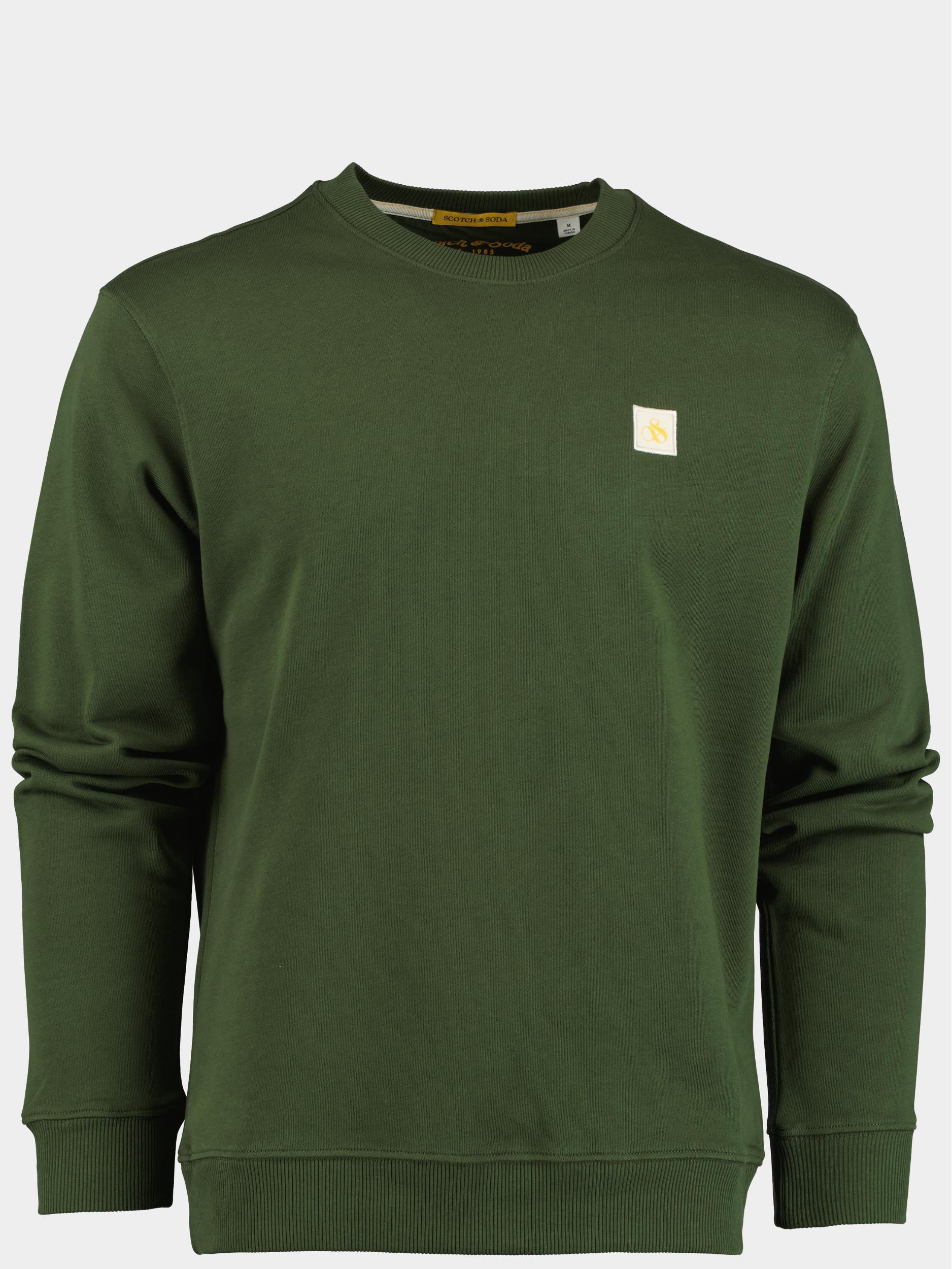 Scotch & Soda Sweater Groen Essentials Logo Bage Crew Neck 172974/4876
