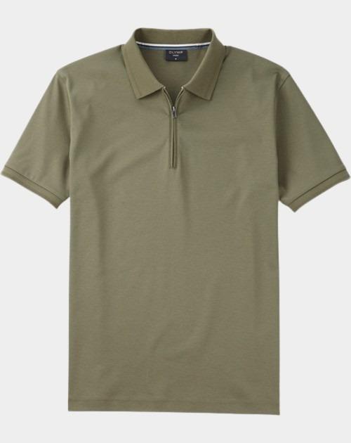 Olymp Polo korte mouw Groen Interlock Zip Polo 540362/47