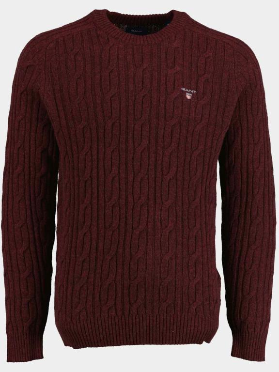 Gant Pullover Rood D2. Lambswool Cable C-Neck 8050123/678