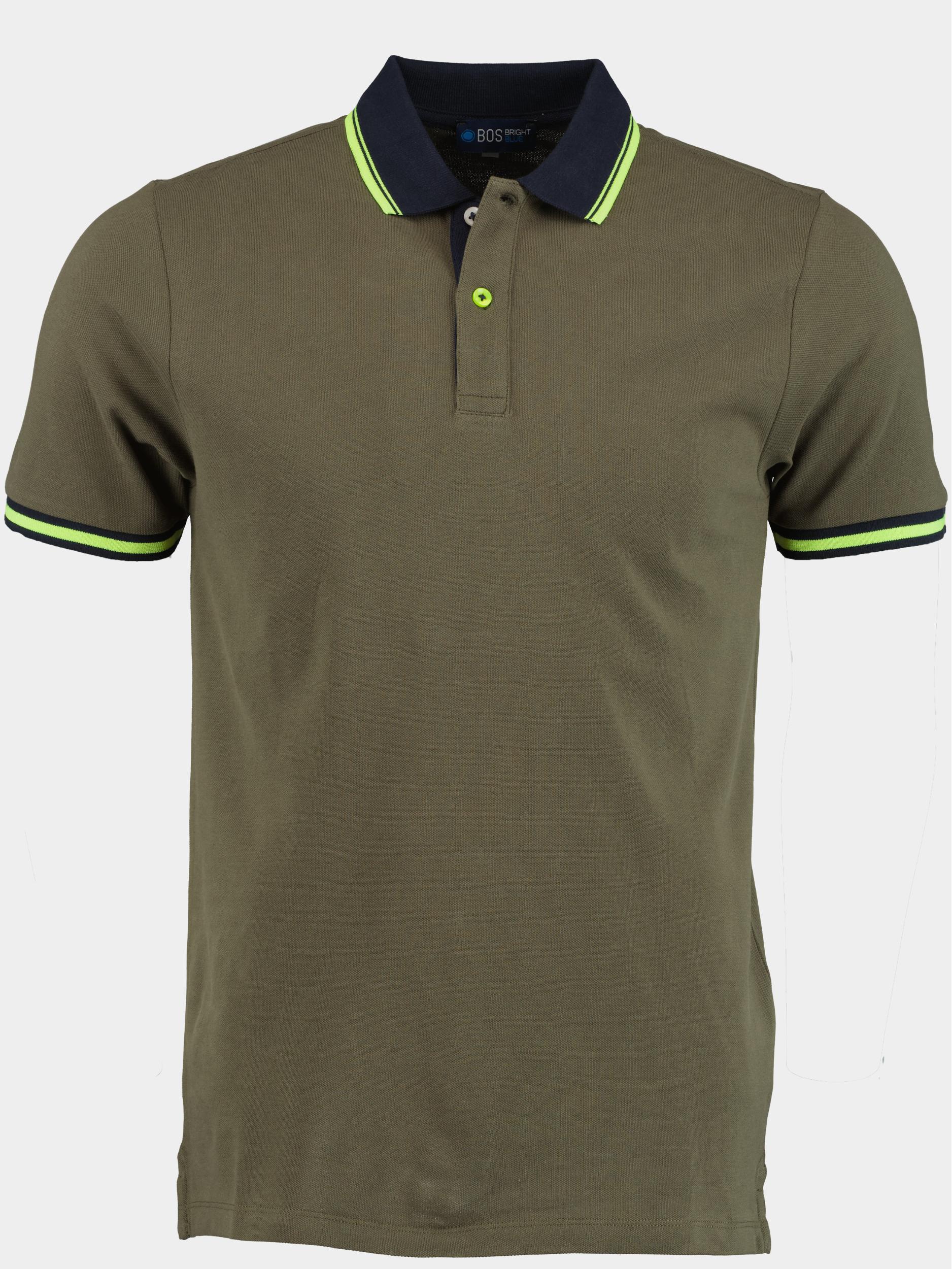 Bos Bright Blue Polo korte mouw Groen Polo met fluor rand 7784423/331