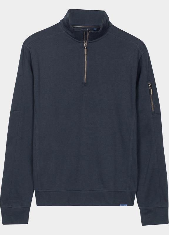 Baileys sweat halfzip Blauw Sweatshirt 1/2 Zip  yarn dyed 523135/60