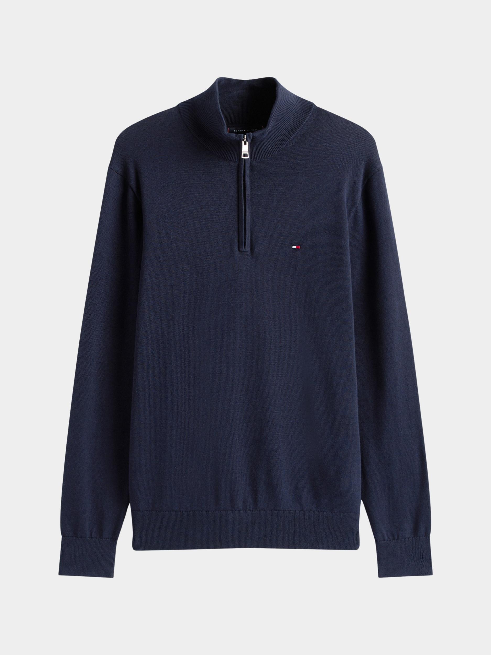 Tommy Hilfiger Half Zip Blauw ESSENTIAL COTTON ZIP MOCK MW0MW37331/DW5