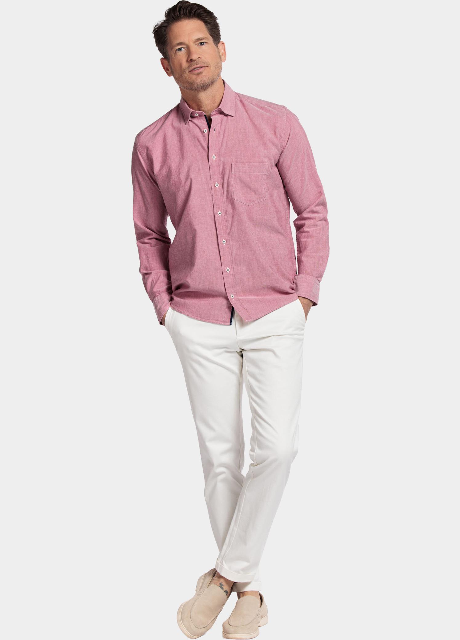 Giordano Overhemd heren Rood Verona LS button under washed 517029/30