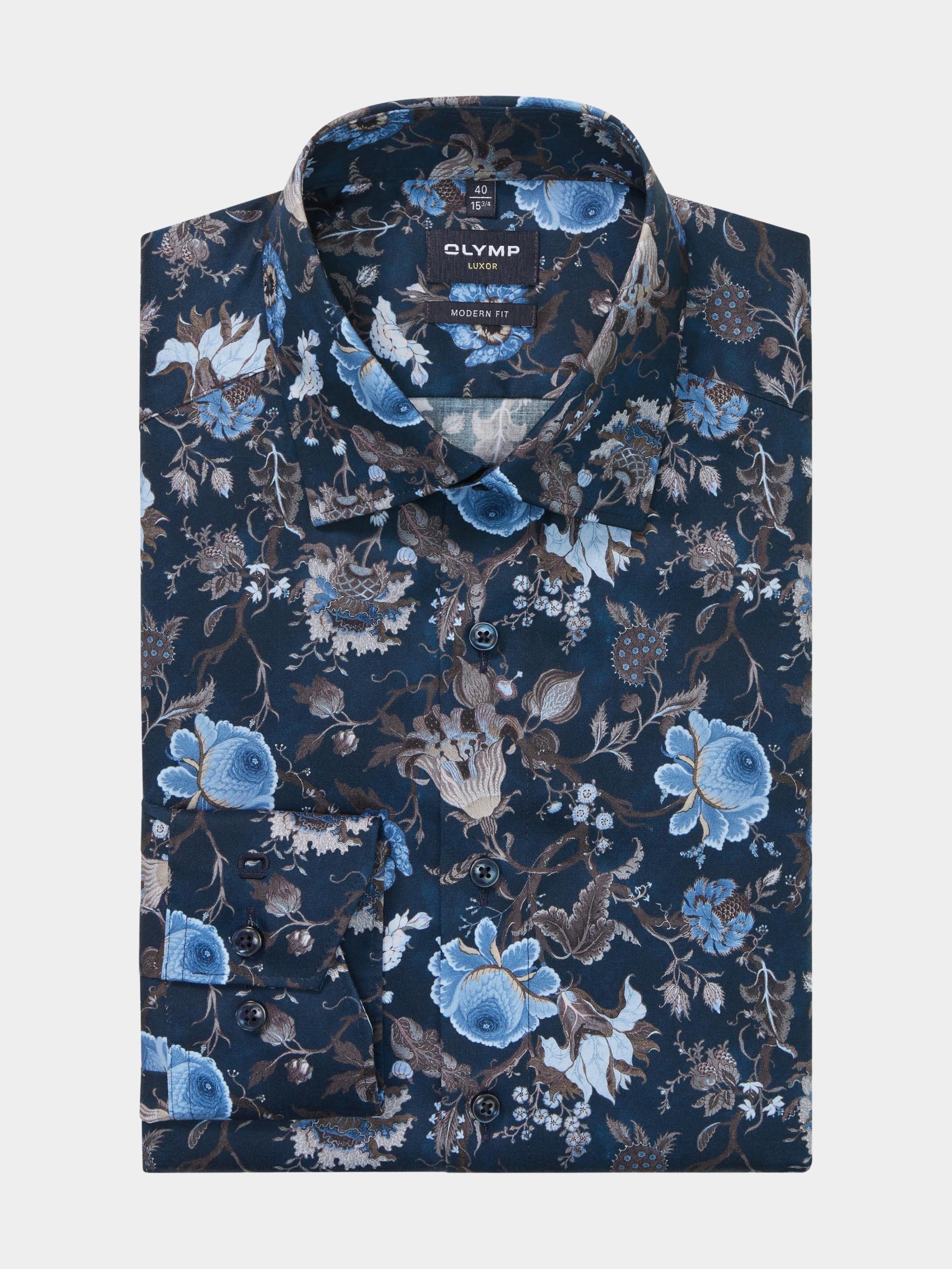 Olymp Business hemd lange mouw Blauw Luxor 124884/18