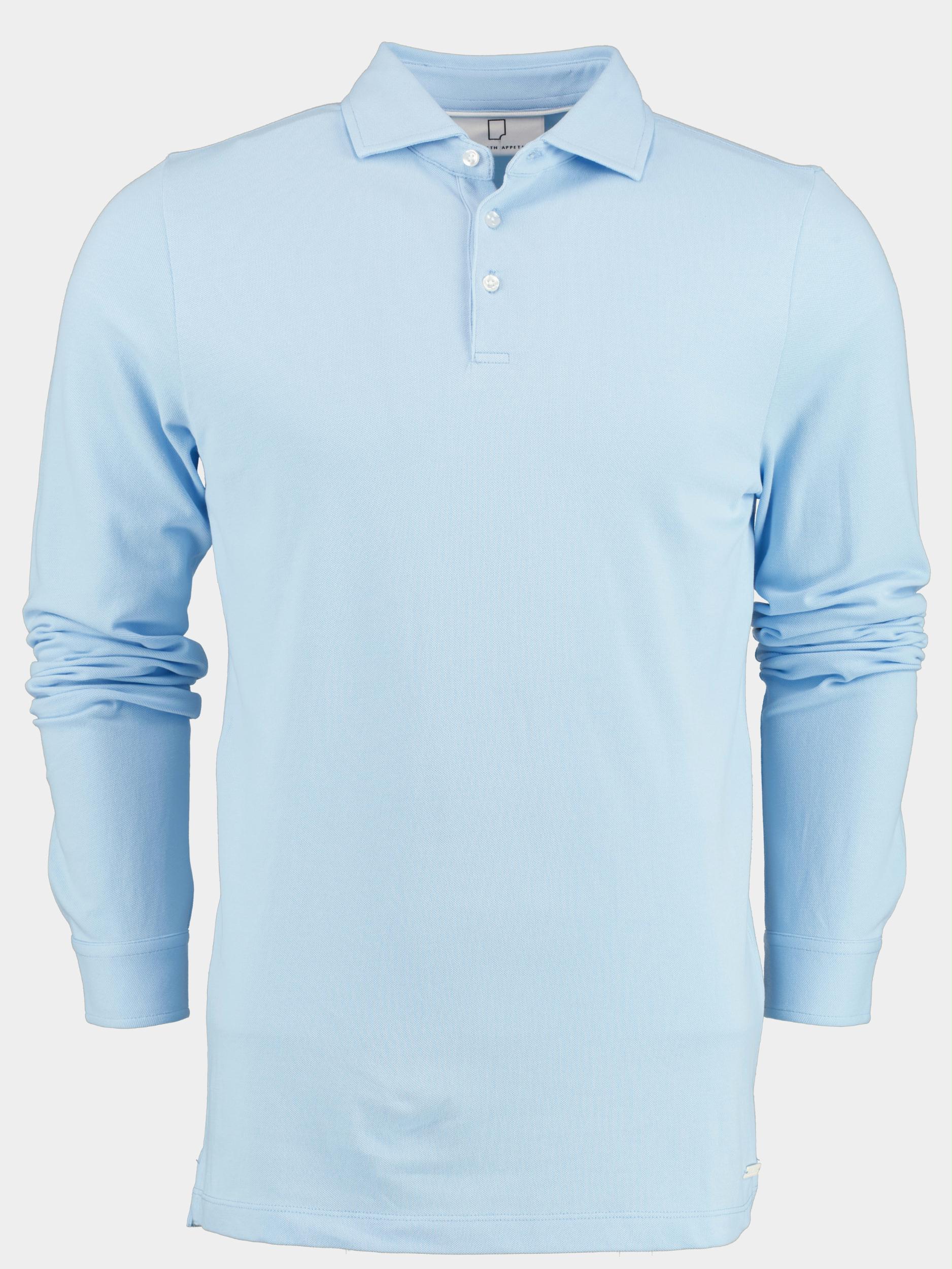 Born With Appetite Polo lange mouw Blauw Erno Polo Fine Pique Longslee 23108ER23/210 light blue