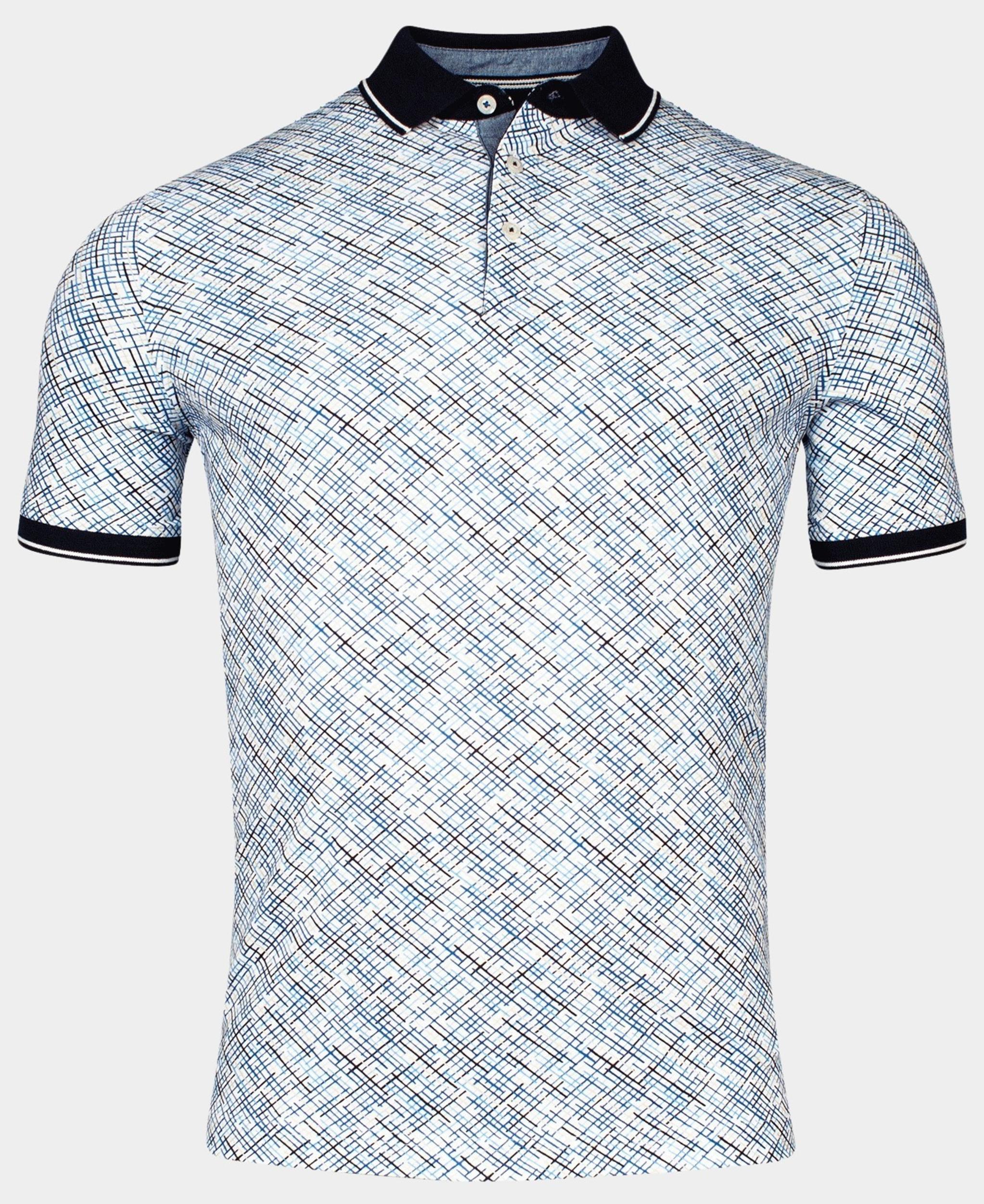 Baileys Polo korte mouw Blauw Poloshirt pique allover print 415271/66