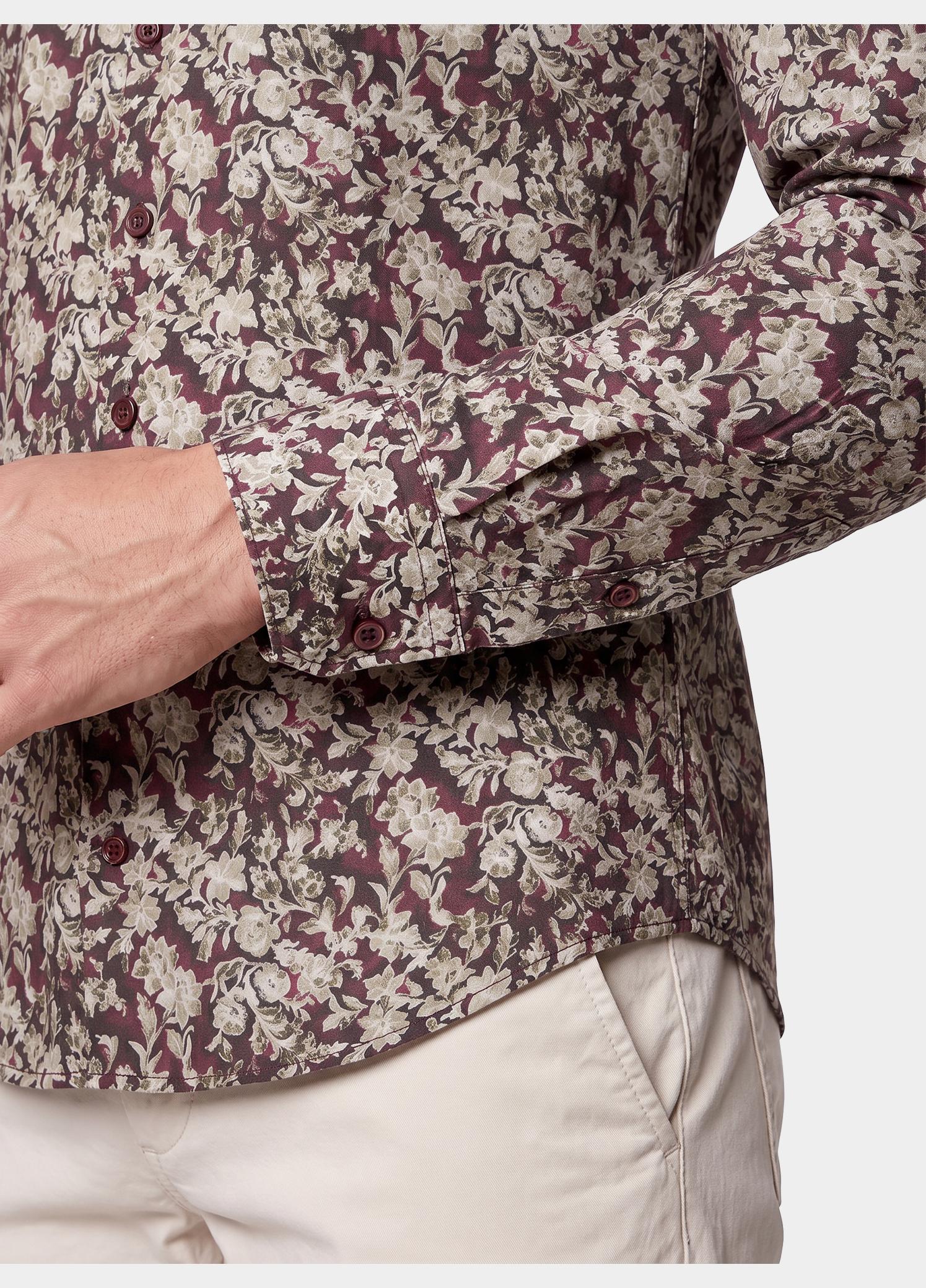 R2 Amsterdam Overhemd heren Rood Floral print on poplin 134.WSP.066/080