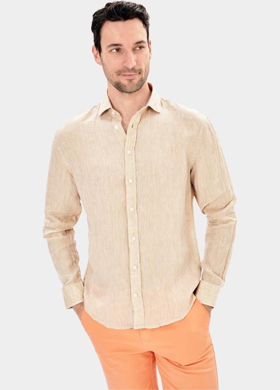 Blue Coast Overhemd heren Beige 100% linnen, regular fit 118L/0003