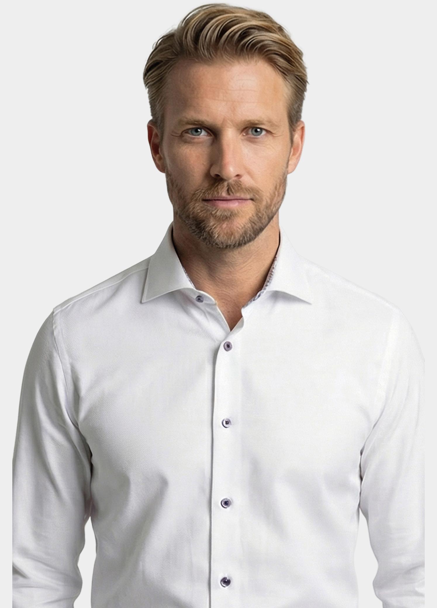 Giordano Overhemd heren Wit Locarno Long Sleeve Semi Cuta 617806/10