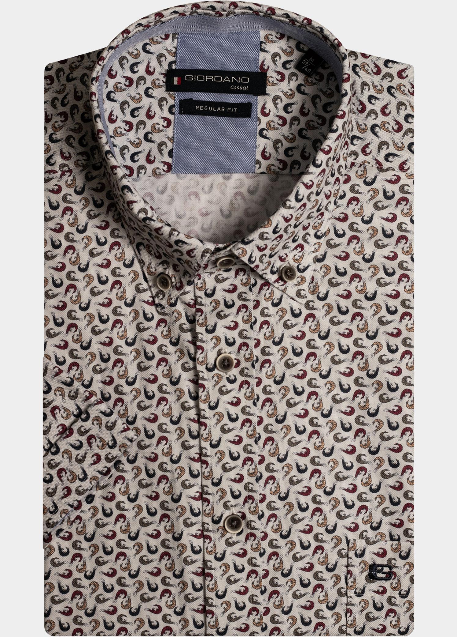 Giordano overhemd korte mouw heren Rood League, SS Button Down Shrimp 416028/30