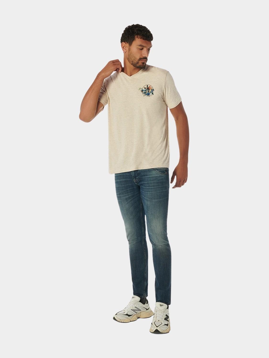 No Excess T-shirt korte mouw Grijs T-Shirt V-Neck Melange Garmen 23350338/122