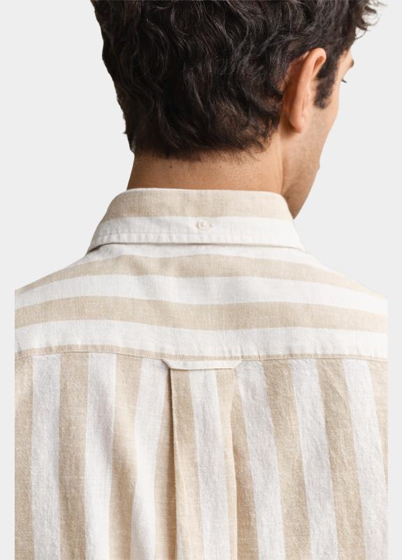 Gant overhemd korte mouw heren Beige Gestreept overoverhemd met ko 3260020/200
