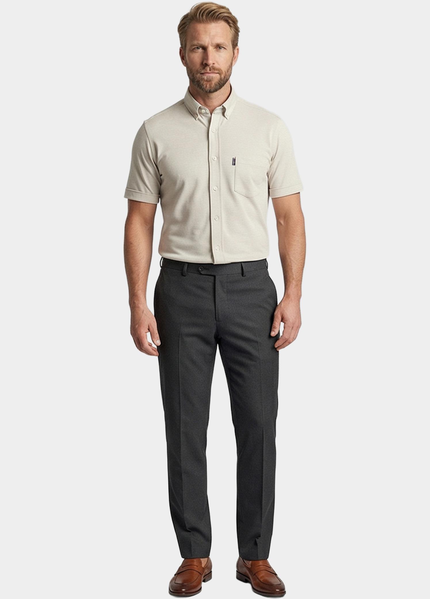 Giordano overhemd korte mouw heren Beige Alfa Short Sleeve Button Down 616078/82