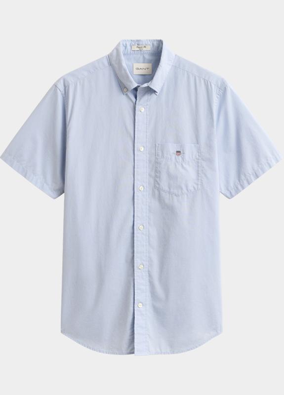 Gant overhemd korte mouw heren Blauw Poplin SS Shirt 3000101/455
