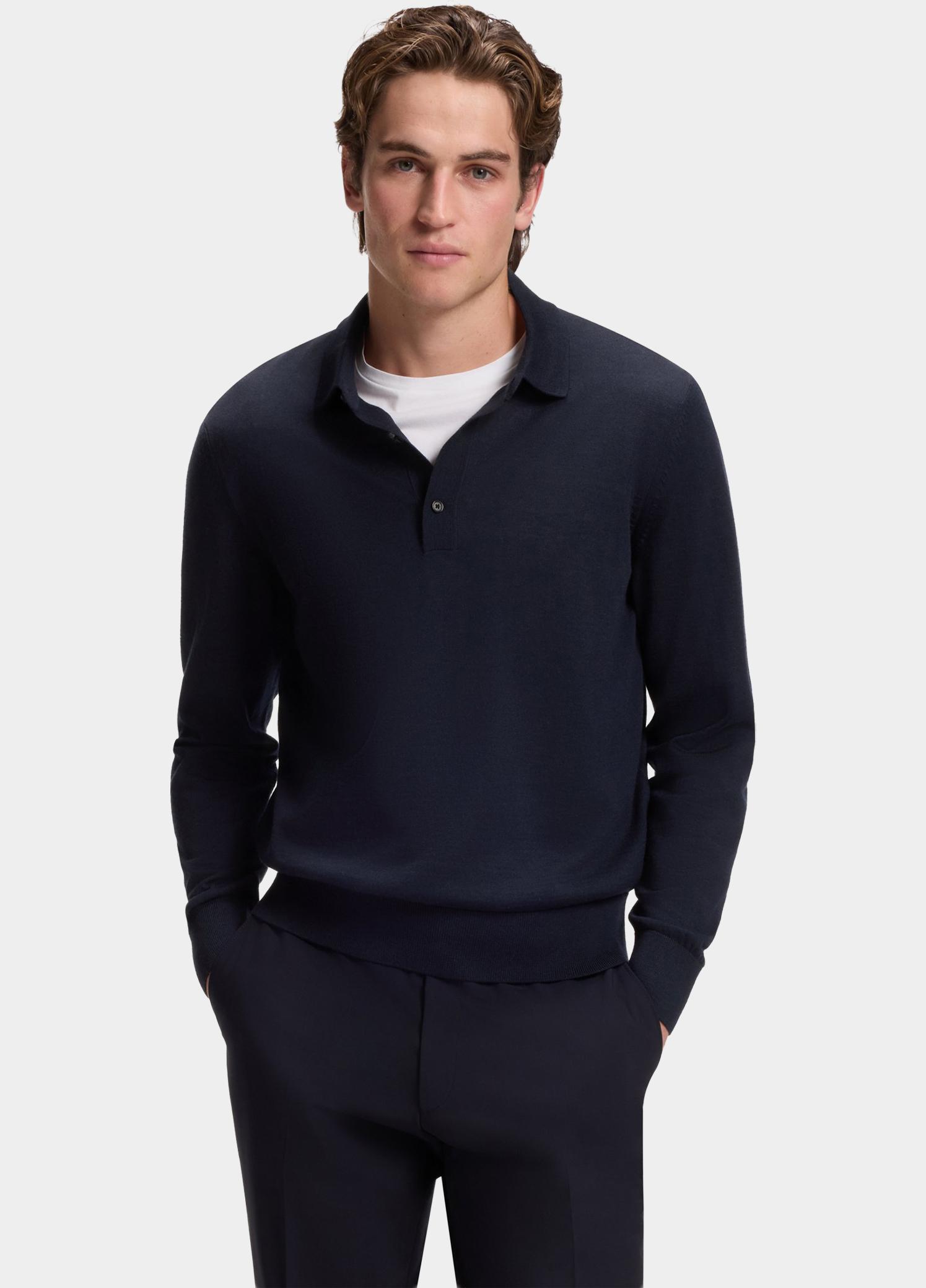BOSS Black Polo lange mouw Blauw H-Lancione 10280691 01 50565503/404