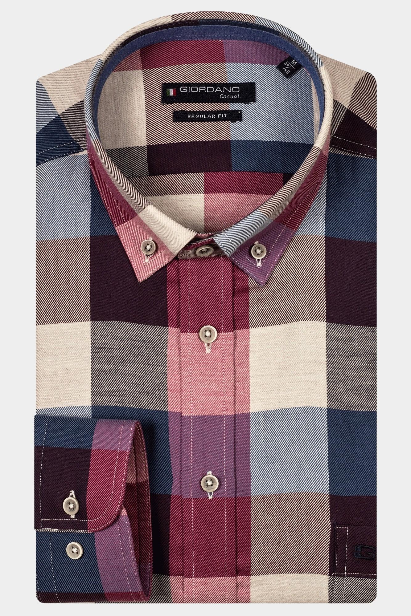 Giordano Casual hemd lange mouw Roze Ivy, LS Button Down Brushed T 427302/50