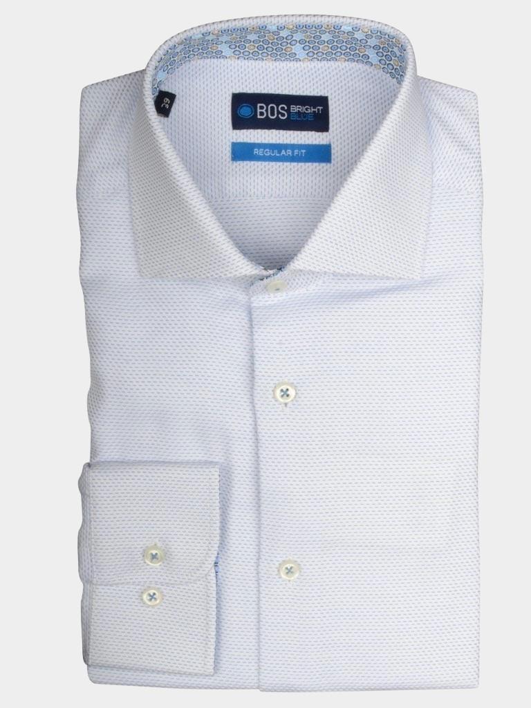Bos Bright Blue Business hemd lange mouw Blauw Wesley 19106WE03BO/131 white-blue