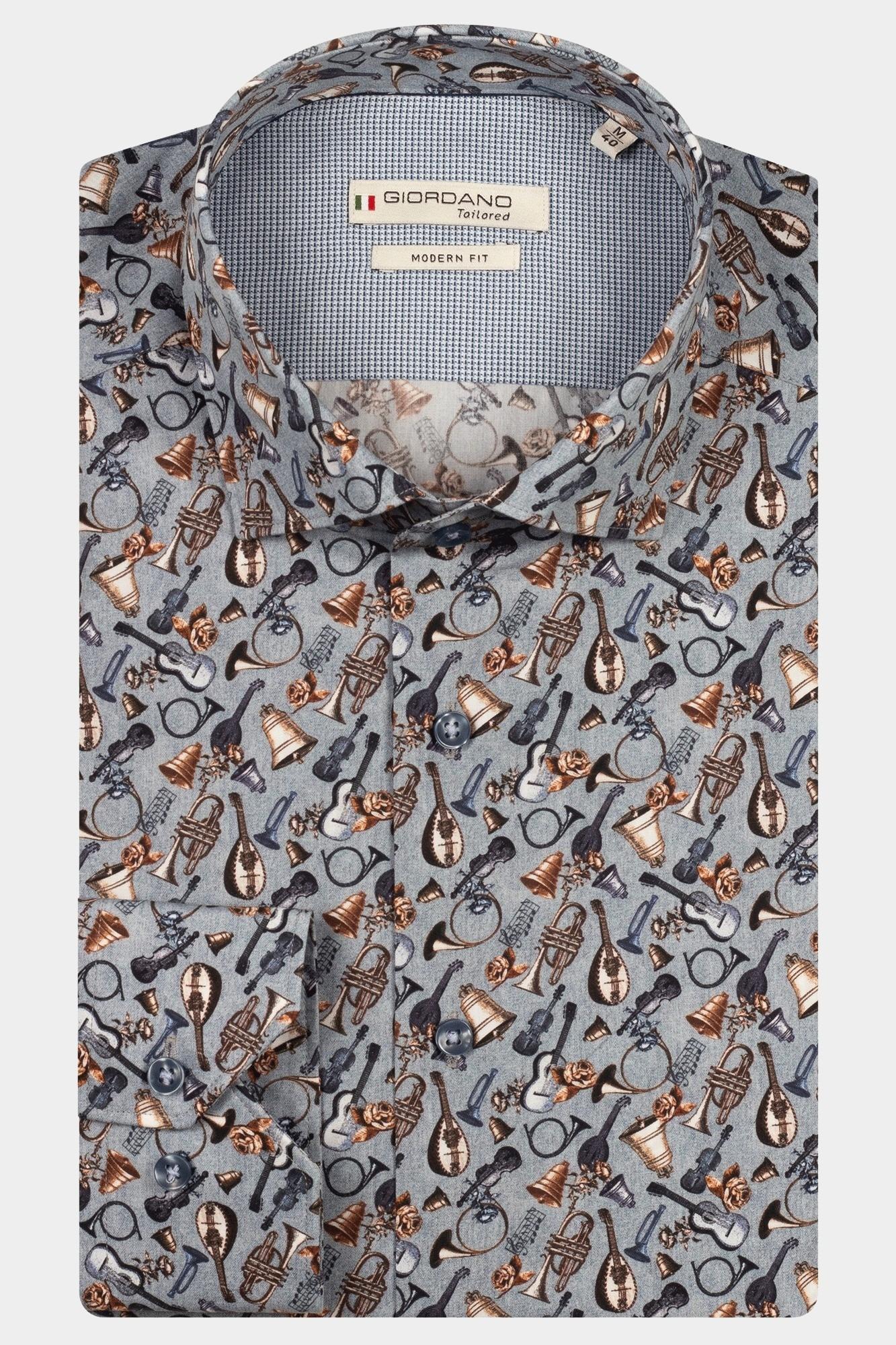 Giordano Casual hemd lange mouw Blauw Maggiore long sleeve semi cut 527828/60