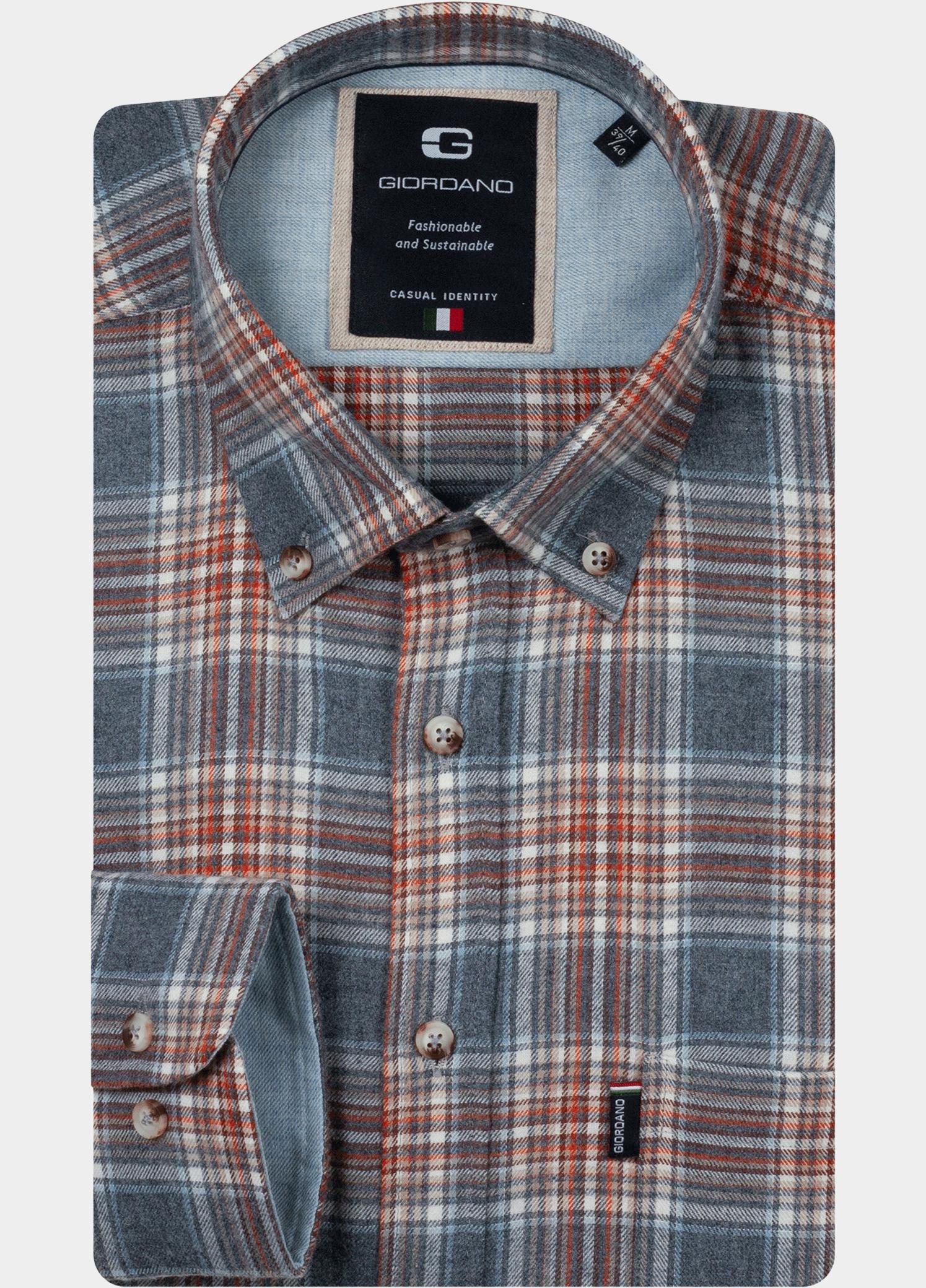 Giordano Overhemd heren Blauw Dino Soft flanel check 627307/60