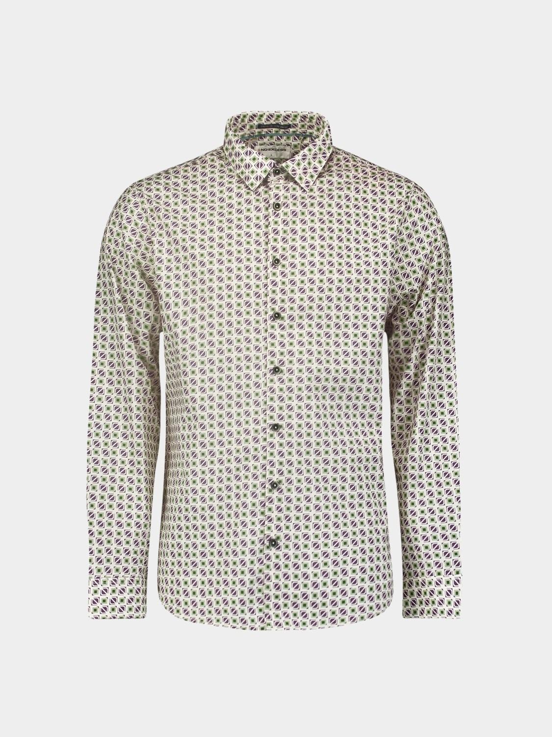No Excess Casual hemd lange mouw Paars Shirt Stretch Allover Printed 25430713/083