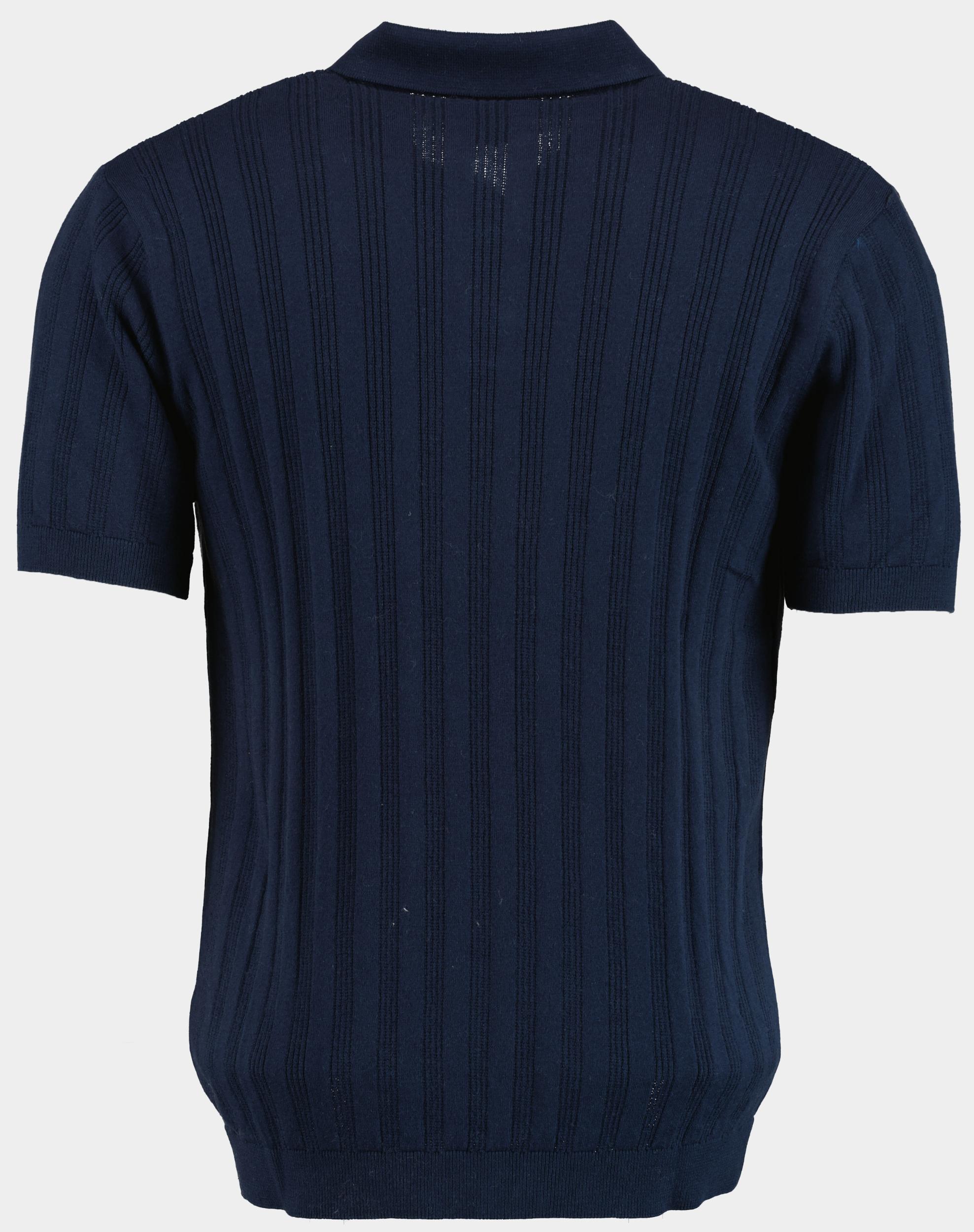 Bos Polo korte mouw Blauw met ingebreid motief 316/3527