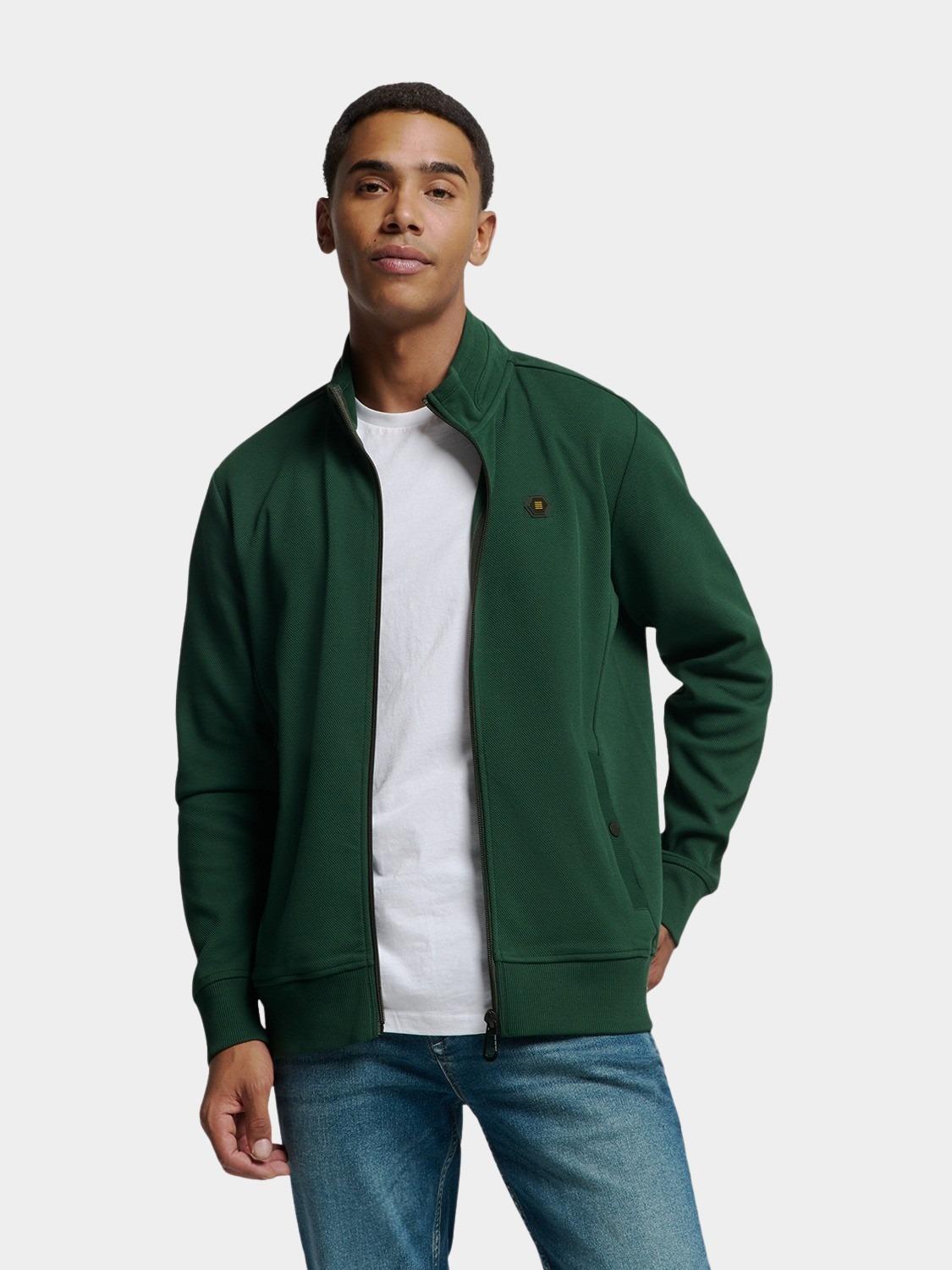 No Excess Vest Groen Sweater Full Zipper Twill Jac 25100823SN/052