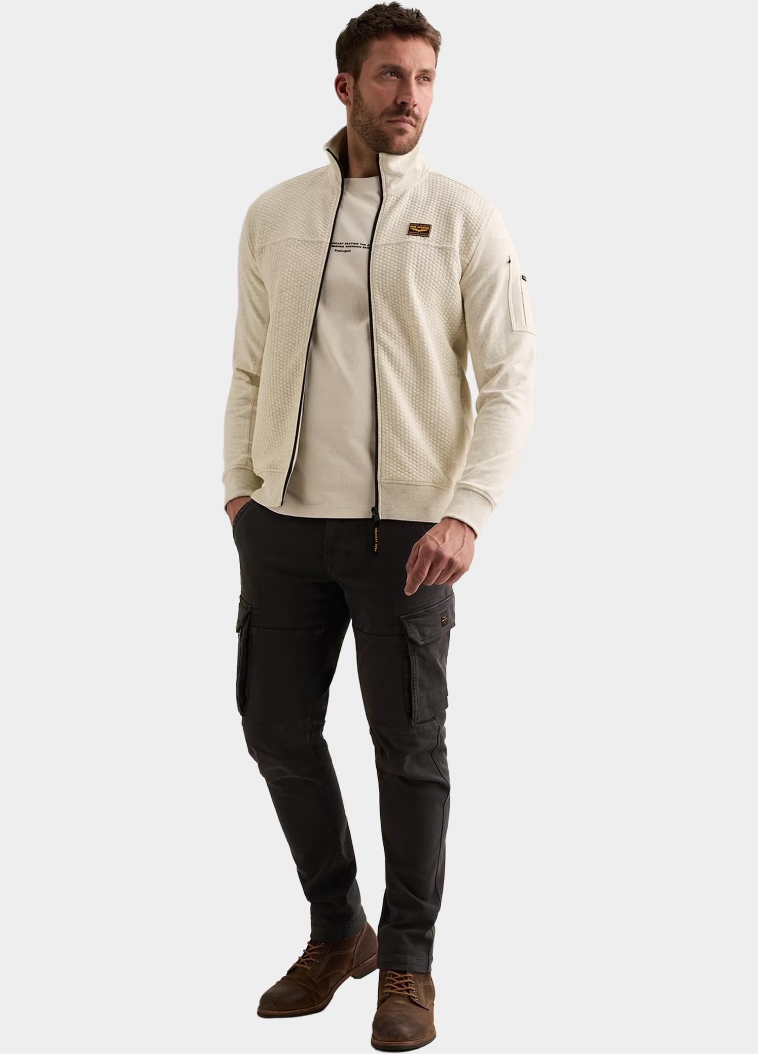 PME Legend Vest heren Beige Zip jacket jacquard interlock PSW2608436/910