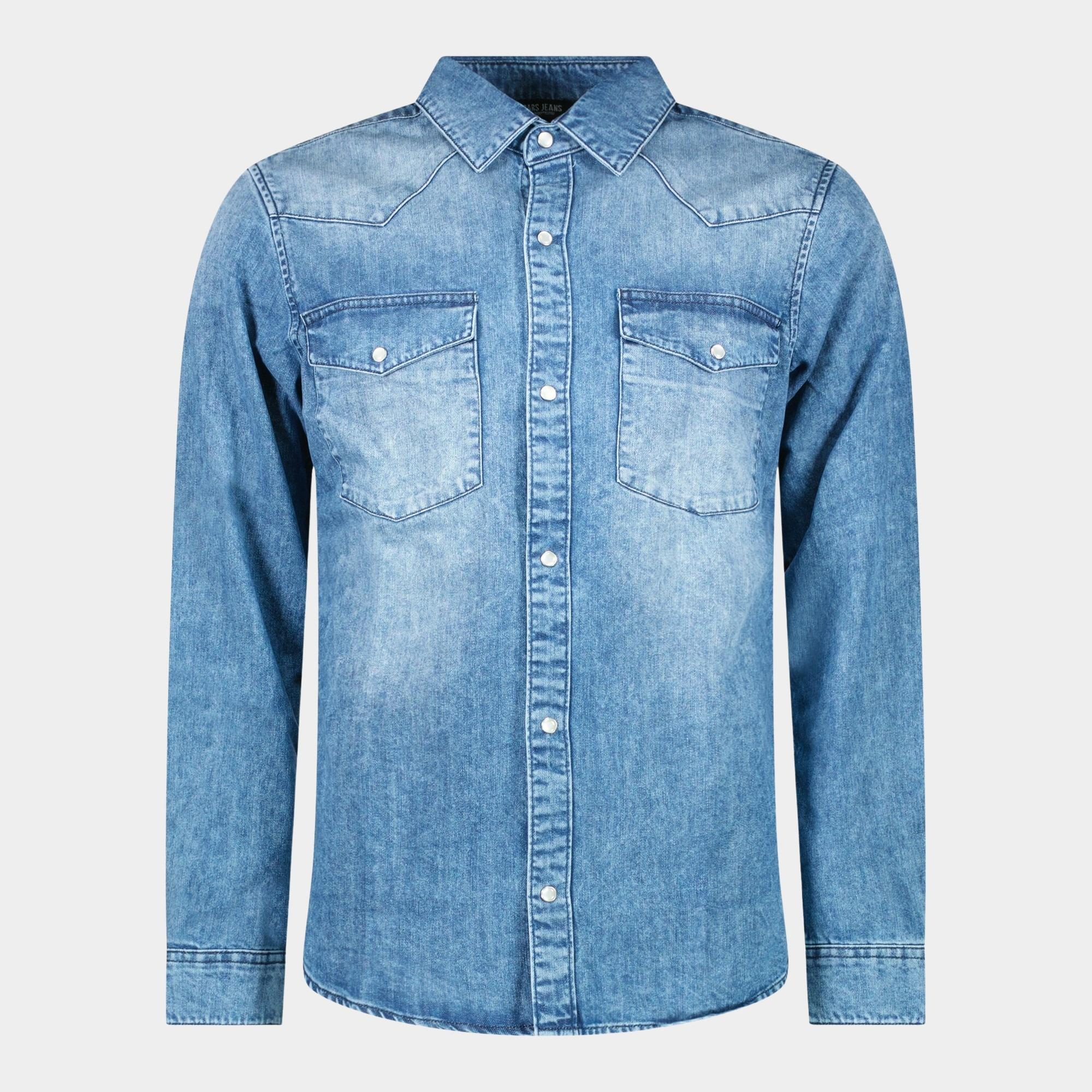 Cars Jeans Casual hemd lange mouw Blauw Turnpike 61885/76