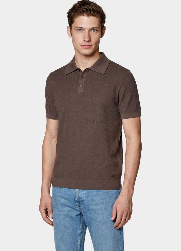 Scotland Blue Polo heren Bruin Keane Knitted Polo Ss SPE26106KE39SB/2002