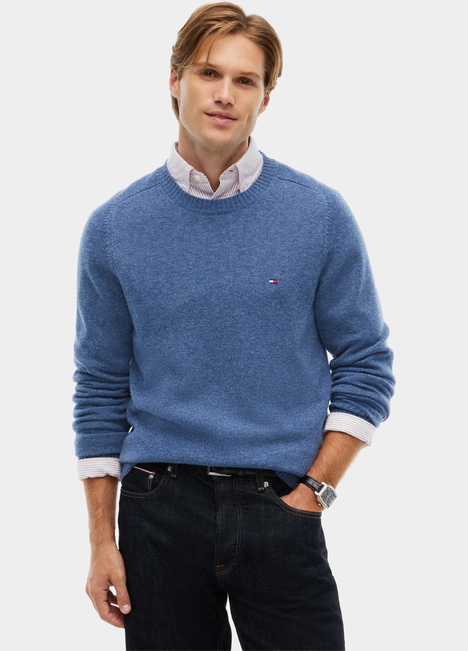 Tommy Hilfiger Pullover heren Blauw LAMBSWOOL CREW NECK MW0MW36535/D10
