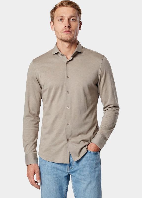 Bos Overhemd heren Beige van jersey met cutaway boord 3505/Beige