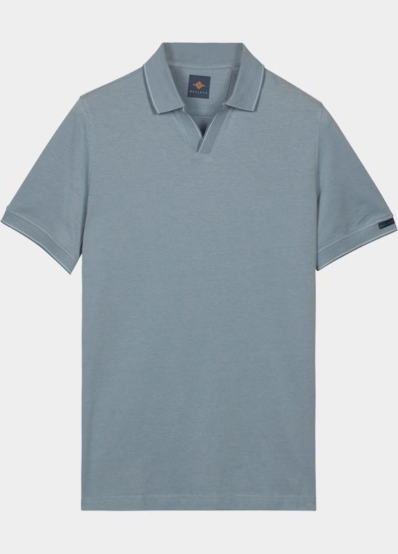 Baileys Polo heren Blauw Poloshirt V-Collar 2-tone Oxf 615208/64