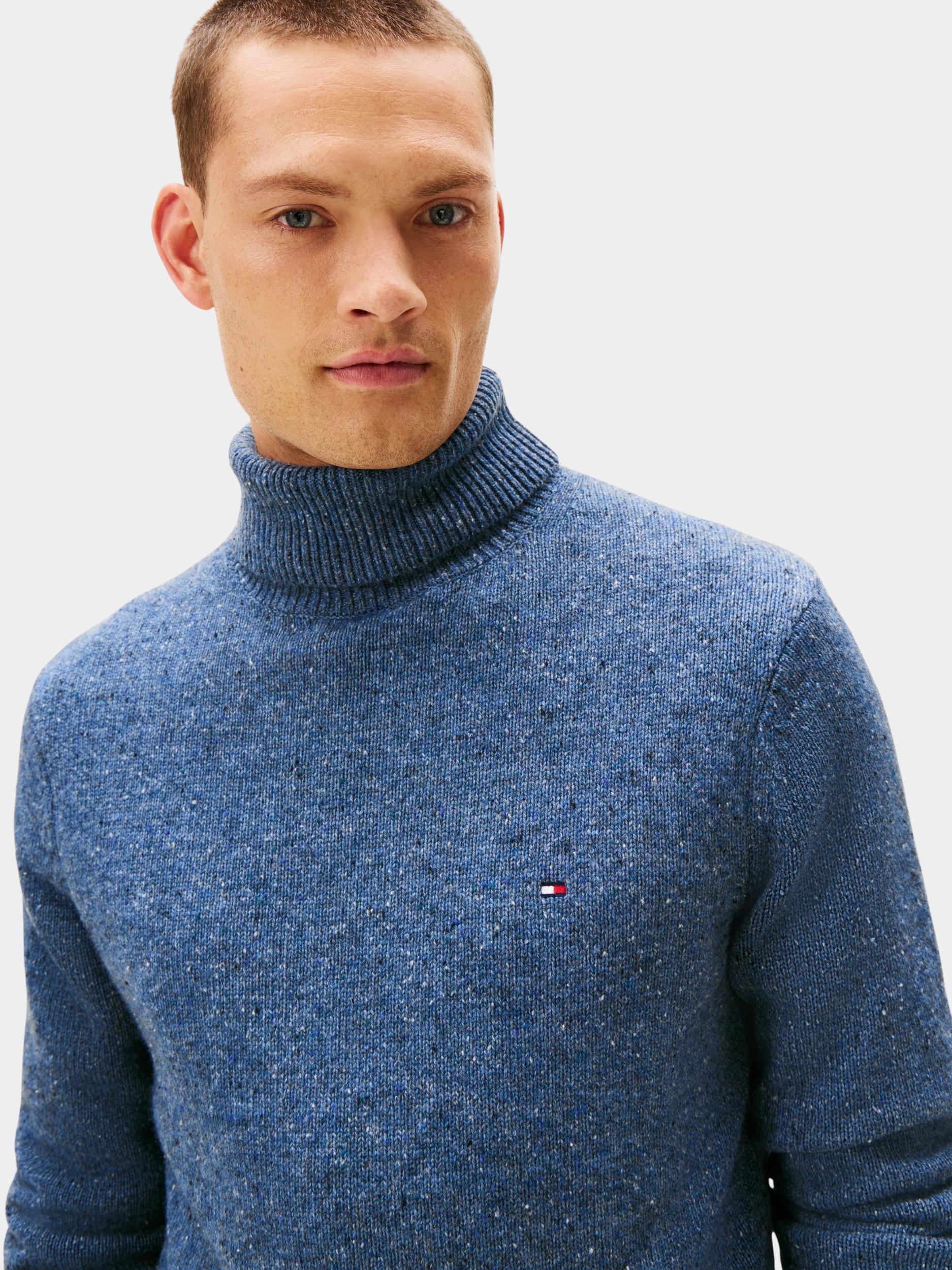 Tommy Hilfiger Pullover Blauw LAMBSWOOL BLEND DONEGAL ROLL MW0MW40436/DVC